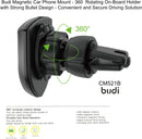 Budi Magnetic Car Phone Mount - 360° Rotating On-Board Holder with Strong Bullet Design - Convenient and Secure Driving Solution