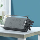 Budi - 10000mAh Wireless Power bank with 3 integrated cables and 2 cable inputs Accessories - Suction cups to attach to the device - Phone Stand - Charging Charger Micro Mobile Portable USB Smartphone